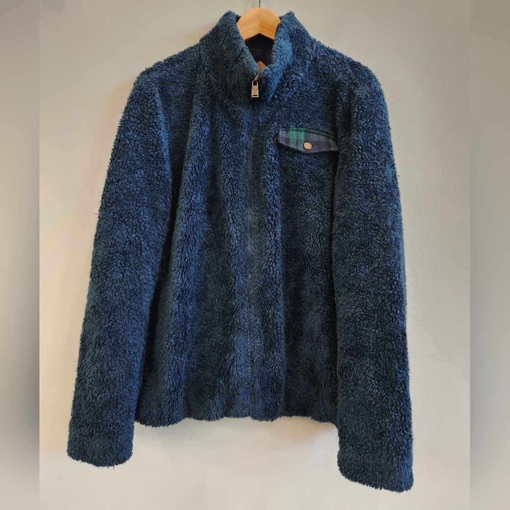 Pendleton Fleece Sherpa Full Zip Navy Blue Jacket Women's Size XL